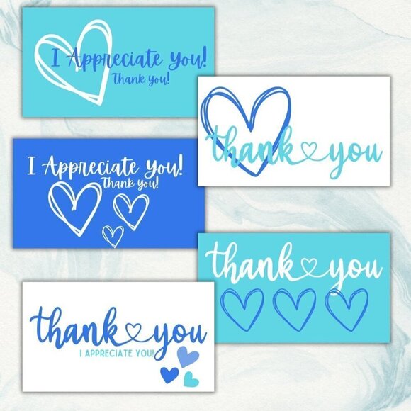 Thank You Cards: 50 Count / 5 Designs - Picture 1 of 7